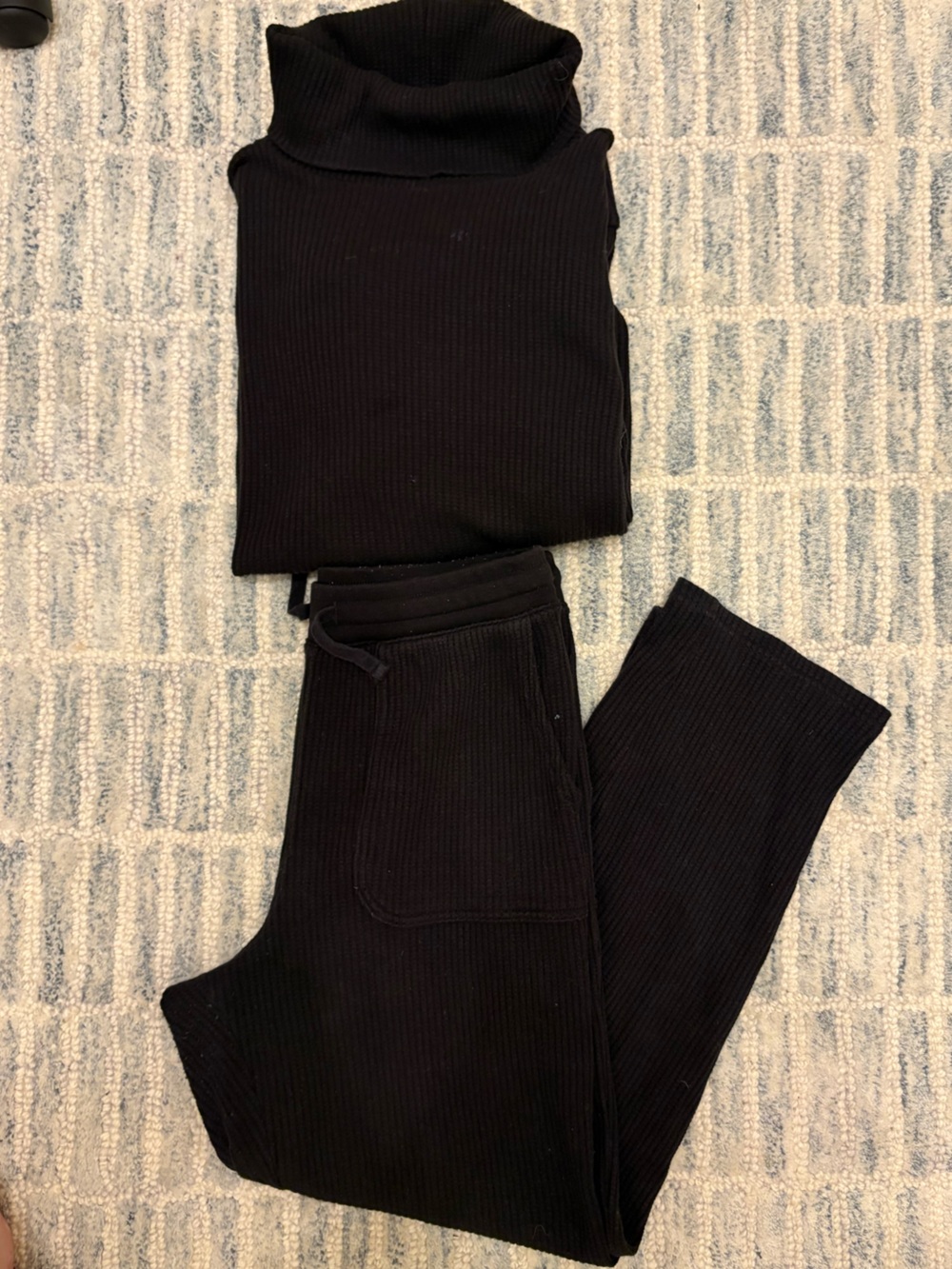 GAP Black Ribbed Waistband Top and Pant Set